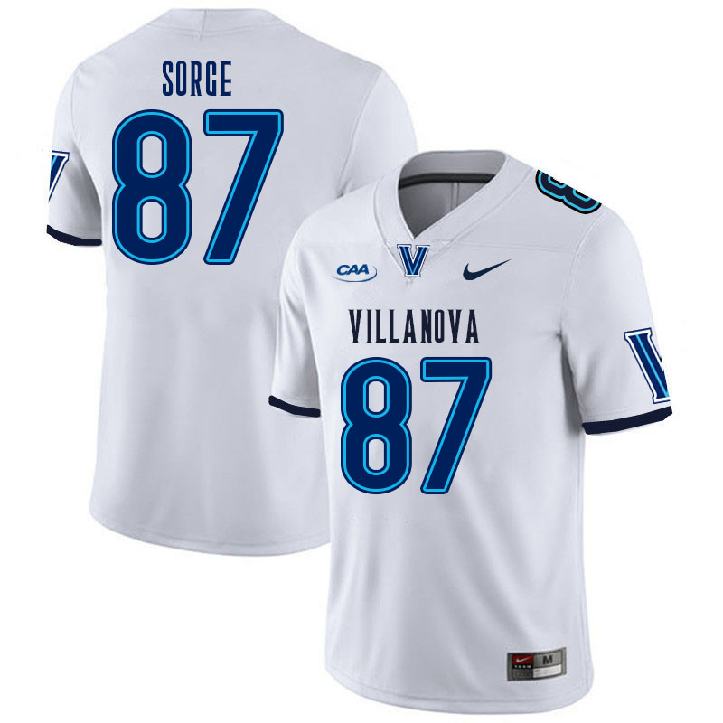Men #87 Ryan Sorge Villanova Wildcats College Football Jerseys Stitched Sale-White - Click Image to Close